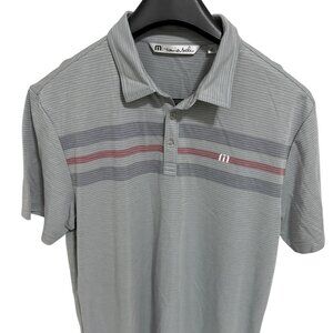 Travis Mathew Polo Golf Shirt Mens Size XL Stretch Striped Logo